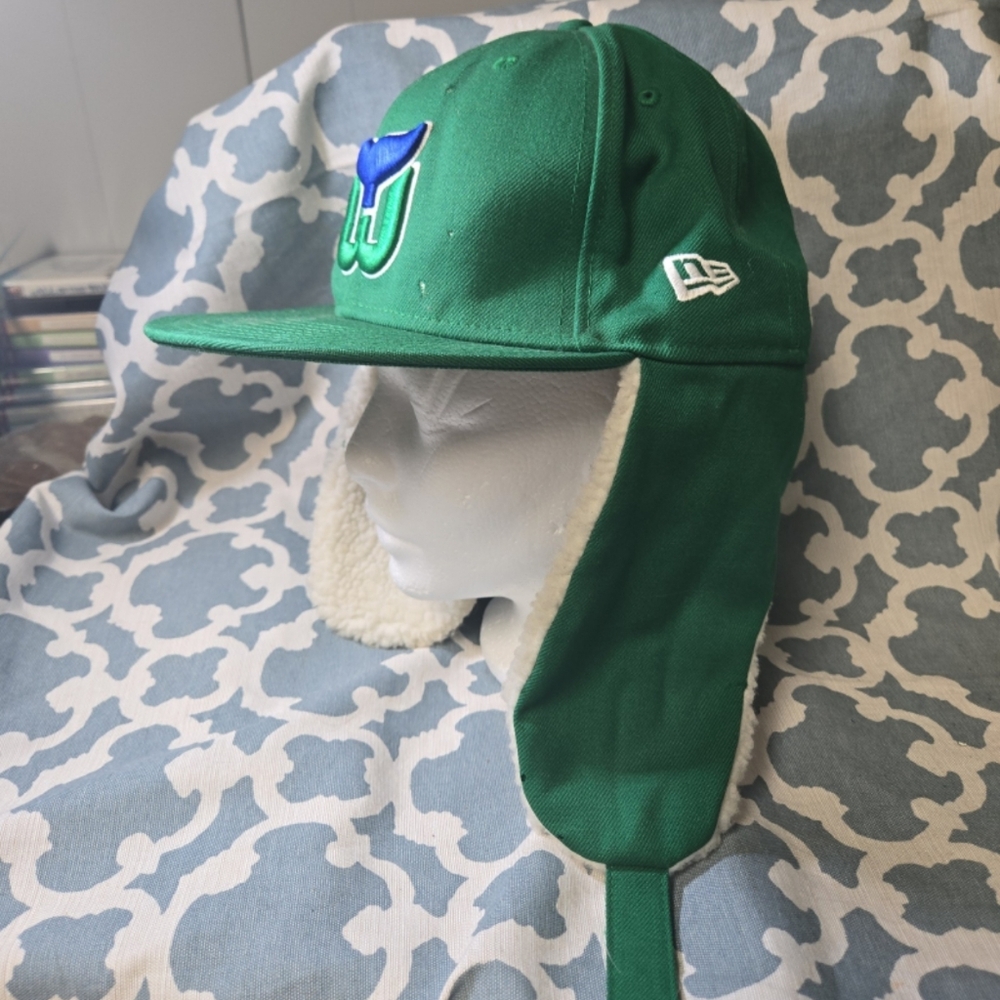 VINTAGE New Era Hartford Walers hockey fan hat with ear flaps sx 7.5 59.6cm - Picture 2 of 5